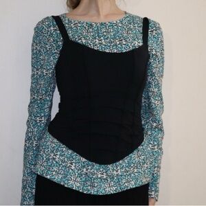 Teal Floral Long-Sleeve Top